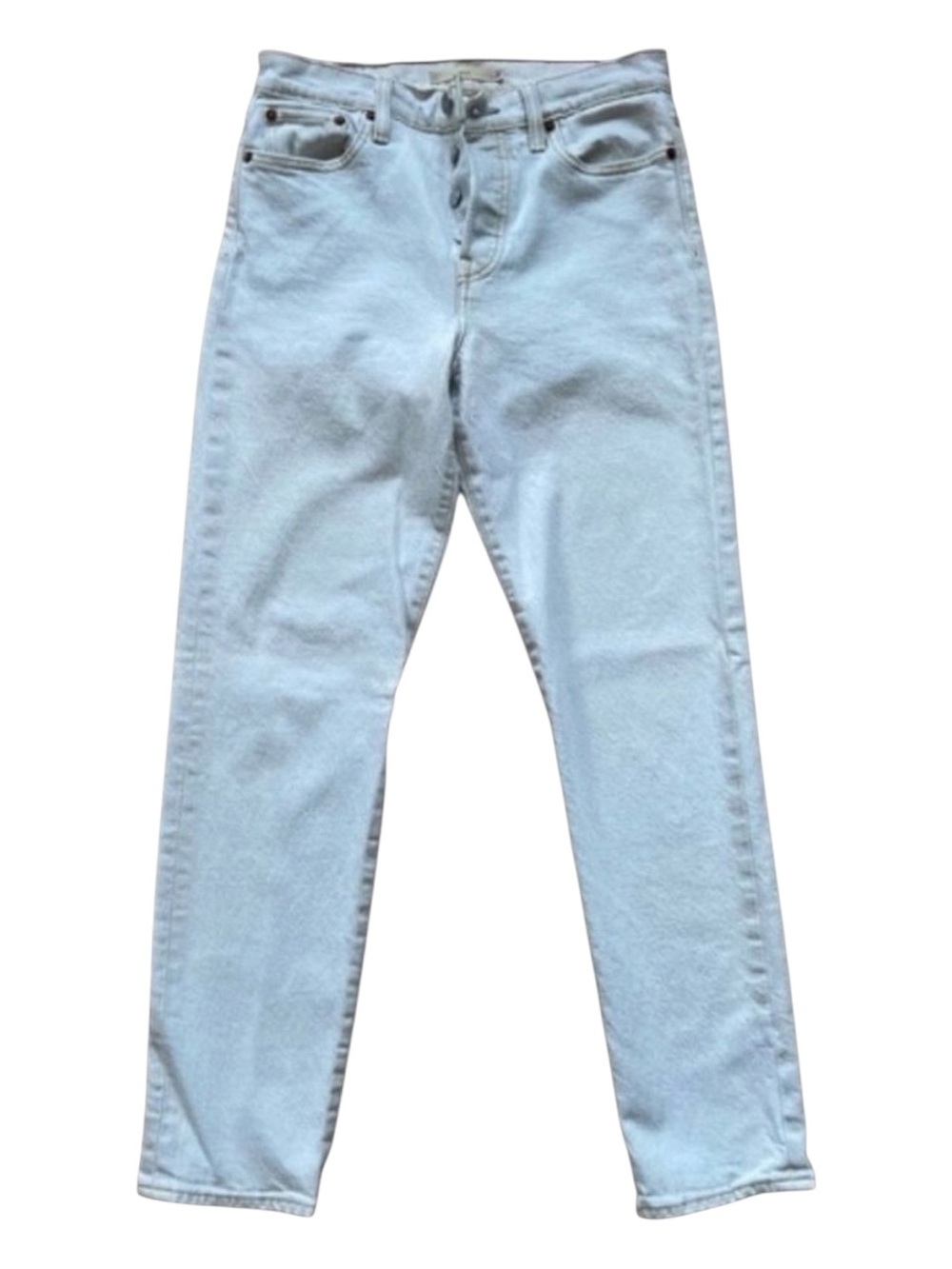 Levis Wedgie Premium blue/yellowish/white color button fly high rise waisted 26